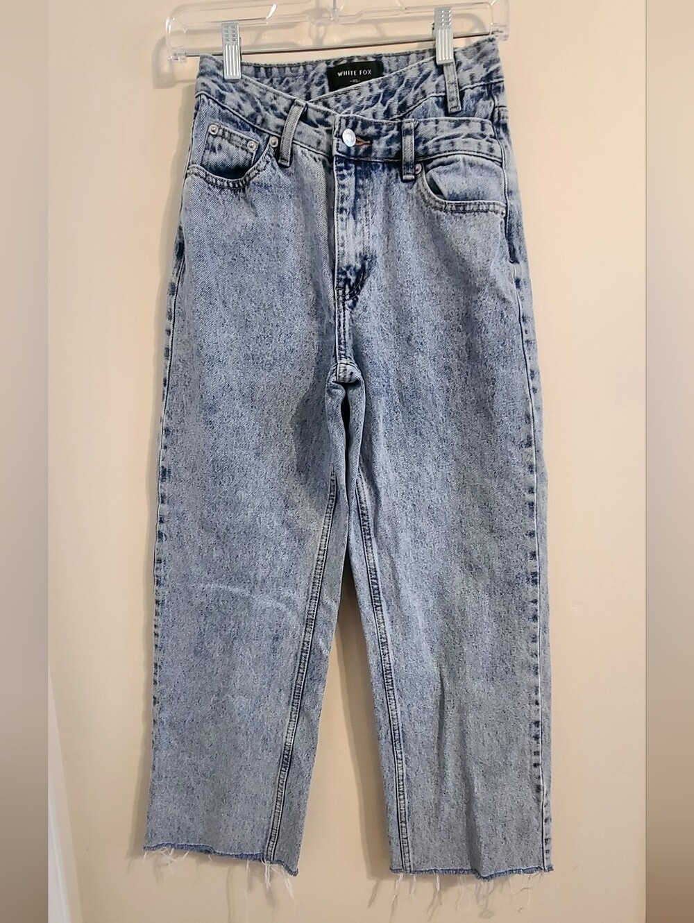 White Fox High-waisted Acid Wash straight-leg denim jeans